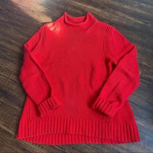 Vintage red j. Crew rolled turtleneck fisherman knit sweater